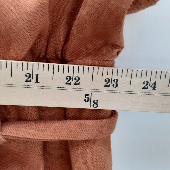 Liz Claiborne Wide Leg Jumpsuit Linen Blend Button Front Terracotta Womens L - Picture 8 of 11